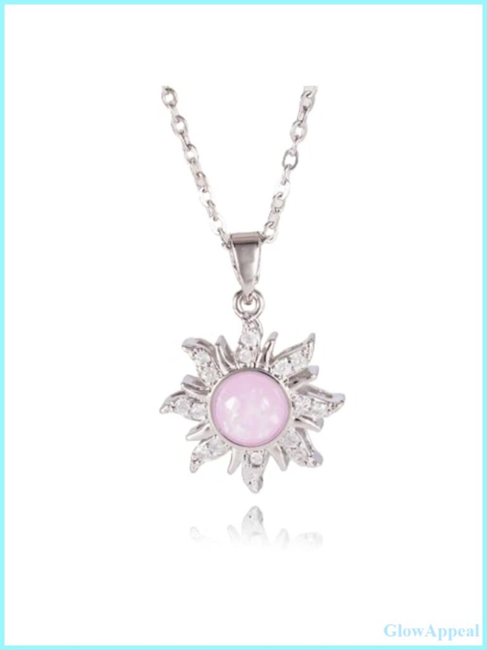 Opal Sun Pendant Necklace Gold Plated Cubic Zirconia Sunburst